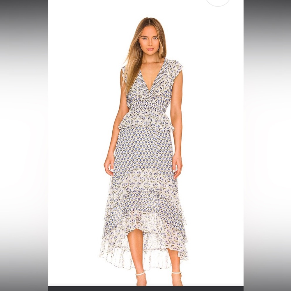 Misa Los Angeles Ingrid dress in Pura Vida Flora Mix, high-low hem, boho, size L